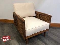 JOHN LEWIS + SWOON FRANKLIN GARDEN ARMCHAIR ACACIA WOOD WITH CREAM CUSHIONS RRP- £379 (COLLECTION OR OPTIONAL DELIVERY)
