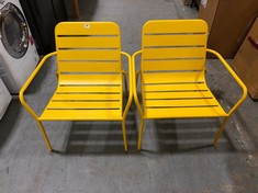 JOHN LEWIS METAL LOUNGE CHAIR YELLOW SET OF 2 RRP- £160 (COLLECTION OR OPTIONAL DELIVERY)