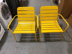 JOHN LEWIS METAL LOUNGE CHAIR YELLOW SET OF 2 RRP- £160 (COLLECTION OR OPTIONAL DELIVERY)