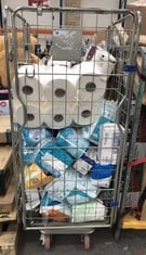 CAGE OF ASSORTED ITEMS TO INCLUDE ABENA SAN PREMIUM BLADDER PROTECTION PADS - 26 PACK (CAGE NOT INCLUDED) (COLLECTION OR OPTIONAL DELIVERY) (KERBSIDE PALLET DELIVERY)