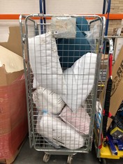 CAGE OF ASSORTED ITEMS TO INCLUDE WHITE PILLOW (CAGE NOT INCLUDED) (COLLECTION OR OPTIONAL DELIVERY) (KERBSIDE PALLET DELIVERY)