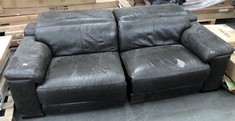 3 SEATER SOFA IN BLACK LEATHER (COLLECTION OR OPTIONAL DELIVERY)