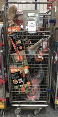 CAGE OF ASSORTED GARDEN TOOLS TO INCLUDE FLYMO CONTOUR 500E GRASS TRIMMER (CAGE NOT INCLUDED) (COLLECTION OR OPTIONAL DELIVERY) (KERBSIDE PALLET DELIVERY)