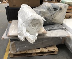 PALLET OF ASSORTED FURNITURE TO INCLUDE GREY VELVET CUSHION (COLLECTION OR OPTIONAL DELIVERY) (KERBSIDE PALLET DELIVERY)