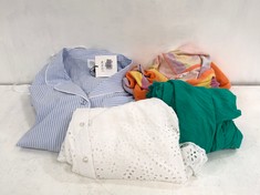 BOX OF ASSORTED CLOTHING TO INCLUDE SEAFOLLY AMNESIA KAFTAN - JADE GREEN - ONE SIZE (DELIVERY ONLY)