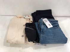 BOX OF ASSORTED CLOTHING TO INCLUDE BARBOUR IVES WOMEN'S DENIM JACKET - NATURAL UK 8 RRP £179 (DELIVERY ONLY)