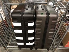 2 X JOHN LEWIS LARGE HARD SHELL SUITCASES - MIXED COLOURS - DARK GREY AND BLACK/WHITE (DELIVERY ONLY)