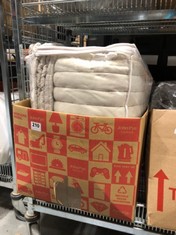 BOX OF ASSORTED BEDDING ITEMS TO INCLUDE JOHN LEWIS HOTEL SILK BEDSPREAD - SIZE 245X260 CM - NATURAL (DELIVERY ONLY)