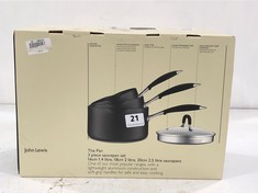 JOHN LEWIS THE PAN 3 PIECE SAUCEPAN SET - RRP £100 (DELIVERY ONLY)