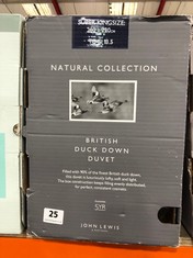 JOHN LEWIS NATURAL COLLECTION BRITISH DUCK DOWN DUVET - 13.5 TOG - SIZE SUPER KING SIZE - RRP £225 (DELIVERY ONLY)