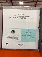 JOHN LEWIS ACTIVE ANTI-ALLERGY DUVET WITH HEIQ ALLERGEN TECH 10.5 - SIZE DOUBLE - RRP £100 (DELIVERY ONLY)
