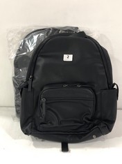 2 X JOHN LEWIS LEATHER CHANGING BACKPACK IN BLACK TOTAL RRP £110 (DELIVERY ONLY)