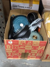 BOX OF ASSORTED JOHN LEWIS ITEMS TO INCLUDE JOHN LEWIS FRYING PAN (DELIVERY ONLY)