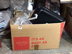 BOX OF ASSORTED JOHN LEWIS ITEMS TO INCLUDE JOHN LEWIS ENAMEL TRAY IN BLACK (DELIVERY ONLY)