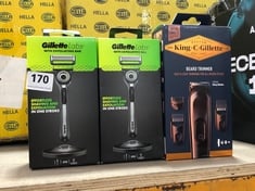 2 X GILLETTE LABS RAZOR WITH EXFOLIATING BAR TO INCLUDE KING.C.GILLETTE BEARD TRIMMER (DELIVERY ONLY)