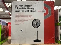 MASTERPRO 20" HIGH VELOCITY 5 SPEED OSCILLATING DRUM FAN WITH STAND (DELIVERY ONLY)