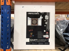 ENGELHART WOODEN DART CABINET WHITE WITH SISAL DART BOARD (DELIVERY ONLY)