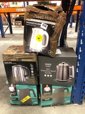 5 X ASSORTED KETTLES TO INCLUDE RUSSELL HOBBS QUIET BOIL STAINLESS STEEL KETTLE (DELIVERY ONLY)