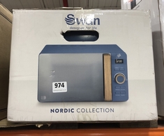 SWAN NORDIC COLLECTION 20L 800W DIGITAL MICROWAVE SPRUCE BLUE (DELIVERY ONLY)