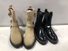X2 PAIRS OF BOOTS SIZE 6. (DELIVERY ONLY)