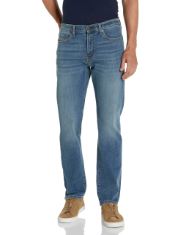 5 X ESSENTIALS MEN'S STRAIGHT-FIT JEAN, MEDIUM BLUE VINTAGE, 31W / 32L. (DELIVERY ONLY)