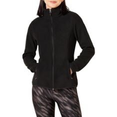 14 X ESSENTIALS WOMEN'S CLASSIC-FIT LONG-SLEEVED FULL ZIP POLAR SOFT FLEECE JACKET (AVAILABLE IN PLUS SIZE), BLACK, M. (DELIVERY ONLY)