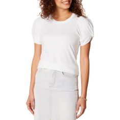 18 X ESSENTIALS WOMEN'S CLASSIC-FIT TWIST SLEEVE CREWNECK T-SHIRT, WHITE, S. (DELIVERY ONLY)