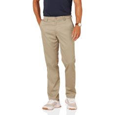 8 X ESSENTIALS MEN'S STRAIGHT-FIT STRETCH GOLF TROUSERS, KHAKI BROWN, 28W / 32L. (DELIVERY ONLY)
