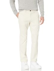 11 X ESSENTIALS MEN'S STRAIGHT-FIT CASUAL STRETCH CHINO TROUSER, STONE, 36W / 29L. (DELIVERY ONLY)