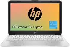 HP STREAM LAPTOP (ORIGINAL RRP - £132.00) IN WHITE AND SILVER. (WITH BOX). INTEL, [JPTC67859]