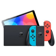 NINTENDO SWITCH OLED MODEL CONSOLE (ORIGINAL RRP - £309.99) IN BLUE AND RED AND BLACK. (WITH BOX) [JPTC67844]