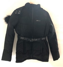 URB SKI PADDED JACKET BLACK WITH FAUX FUR TRIM HOOD SIZE 10 (DELIVERY ONLY)