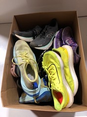BOX OF ASSORTED ADULT FOOTWEAR TO INCLUDE NEW BALANCE TRAINERS YELLOW/BLACK SIZE 10 (DELIVERY ONLY)