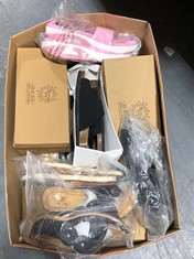 BOX OF ASSORTED ADULT FOOTWEAR TO INCLUDE BLACK 2 BUCKLE SLIDE SIZE 7 (DELIVERY ONLY)