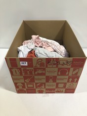 BOX OF ASSORTED CHILDREN'S CLOTHING TO INCLUDE NEXT GENERATION RIBBED LONG SLEEVE TOP RUST SIZE 3-4YRS (DELIVERY ONLY)