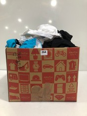 BOX OF ASSORTED MENS CLOTHING TO INCLUDE PIER-ONE LONG SLEEVE SHIRT WHITE SIZE M (DELIVERY ONLY)