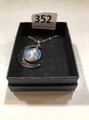 A WHITE METAL PENDANT AND CHAIN HORSE AND MOON (DELIVERY ONLY)