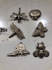 6 X ASSORTED LARGE WHITE METAL ANIMAL PENDANTS (DELIVERY ONLY)