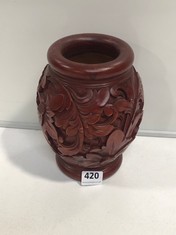 A DEEP CARVE INDIAN WOODEN POT (DELIVERY ONLY)