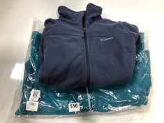 2 X ASSORTED BRANDED FLEECES TO INCLUDE COLUMBIA NAVY BLUE SIZE M (DELIVERY ONLY)
