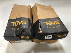 2 X ASSORTED TEVA WOMENS ORIGINAL UNIVERSAL SANDALS 1 X KHAKI/PEACH/BROWN SIZE 7 1 X YAUPE SIZE 7 (DELIVERY ONLY)