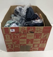 BOX OF ASSORTED CHILDREN'S CLOTHING TO INCLUDE GRASS & AIR WOVEN SWIM SHORTS PISTACHIO SIZE 4-5YRS (DELIVERY ONLY)