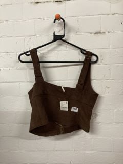 WOMEN'S DESIGNER CROPPED TOP IN BROWN - SIZE M - RRP $198