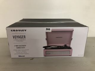 CROSLEY VOYAGER 3-SPEED PORTABLE TURNTABLE 2-WAY BLUETOOTH CONNECTIVITY - MODEL CR8017B-AM4 - RRP £100