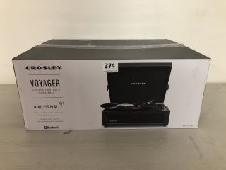 CROSLEY VOYAGER 3-SPEED PORTABLE TURNTABLE WITH WIRELESS PLAY - MODEL CR8017B-BK4 - RRP £100