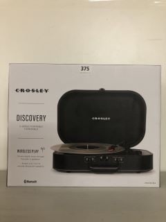 CROSLEY DISCOVERY 3-SPEED PORTABLE TURNTABLE WITH WIRELESS PLAY - MODEL CR8009B-BK4 - RRP £110