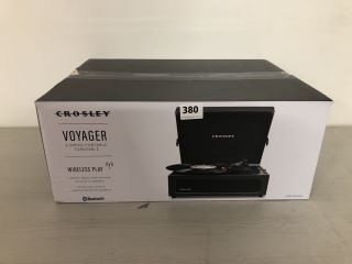CROSLEY VOYAGER 3-SPEED PORTABLE TURNTABLE WITH WIRELESS PLAY - MODEL CR8017B-BK4 - RRP £100