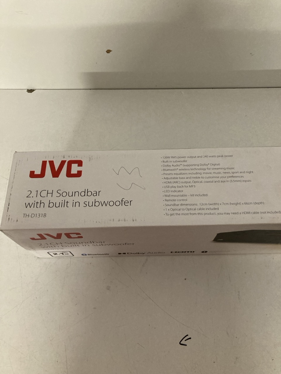 John Pye Auctions JVC 2.1CH SOUNDBAR WITH BUILT IN SUBWOOFER MODEL NO