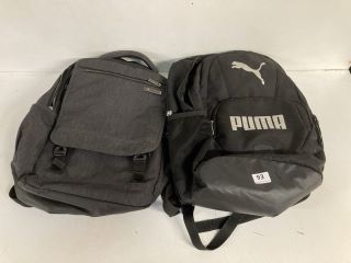 2 X ASSORTED BAGS TO INCLUDE PUMA RUCKSACK IN BLACK