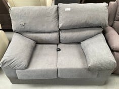 GREY TWO SEATER SOFA (HAS A BROKEN LEG, IS BROKEN AND SCUFFED).